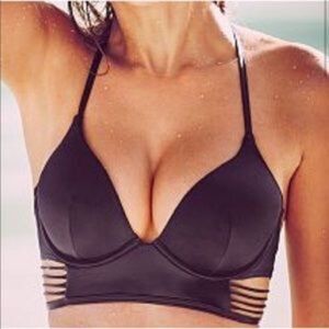 NWT VS BOMBSHELL PUSH UP ADDS 2 SIZE CUPS STRAPPY HALTER BIKINI SWIMSUIT TOP 38C